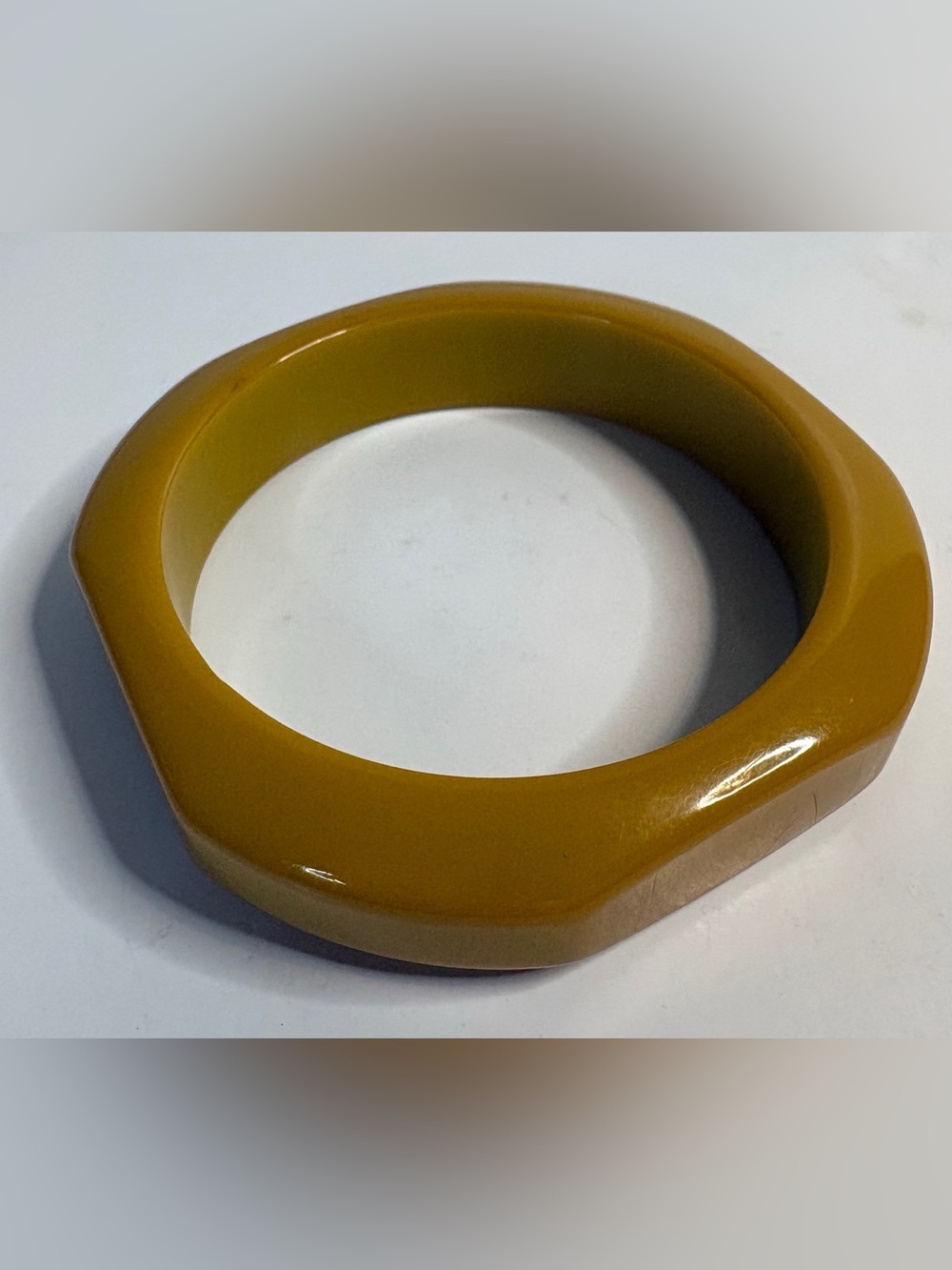Vintage Tested Bakelite Bangle Bracelet Butterscotch Mustard Yellow Retro